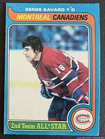 Front of 1979-80 OPC Serge Savard hockey card #101