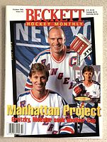 Front cover of October 1996 Beckett Hockey Monthly featuring Wayne Gretzky and Mark Messier