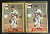 Fronts of both Will Clark rookie cards in sleeves