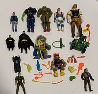 Front view of all figures, vehicles and accessories laid out