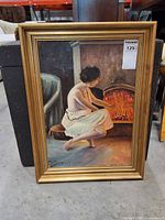 Front view of framed oil painting