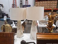 Front view of both lamps with shades