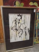 Full view of framed abstract cello musician print