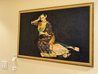 Full view of framed oil portrait on wall