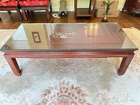 Top view showing full table, glass top, and inlay
