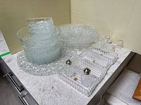 All crystal pieces grouped on counter