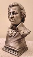 Front left view showing entire Mozart bust and base