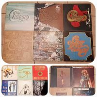 Overall view showing six Chicago LP covers and three other albums