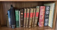 Row of assorted Bibles showing spines and bindings