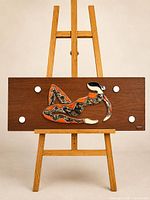 Full front view of plaque on easel