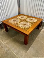 Full view of square wood coffee table