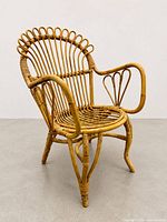 Front angled view of entire rattan armchair