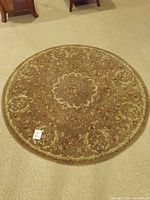 Full view of round rug showing overall design and size