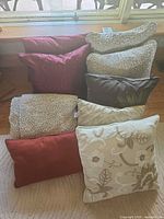 Group of assorted cushions showing colors and patterns