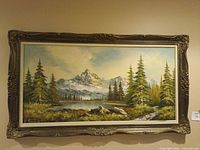 Front view of framed oil painting showing full artwork and frame