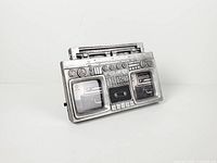 Front view showing full boombox frame and both photo windows