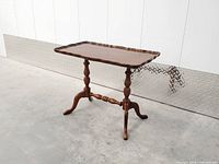 Full view angled of walnut side table