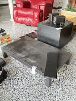 overall view of riser table with side board on top