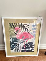Front view of framed flamingo print