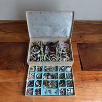 overall view of open jewelry box and contents