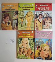 Front covers of the five Harlequin Romance books
