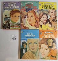 Front covers of all five Harlequin Romance books displayed