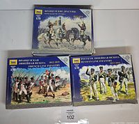 All three Zvezda model kit boxes front view