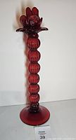 Full view of Salviati red glass candle holder