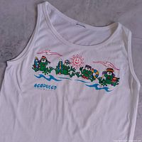 Front view showing full graphic and text on tank top