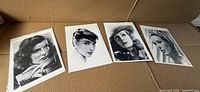 Group shot showing all four press photos in sleeves