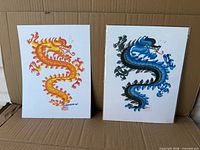 Both dragon prints side by side showing full artwork and size