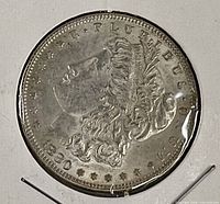 Obverse of 1880 Morgan silver dollar