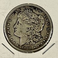 Obverse of 1888 Morgan dollar in 2×2 holder