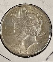 Obverse of 1922 Peace Dollar showing Liberty head and date