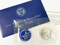 Full set: sealed coin, blue token, blue envelope, insert