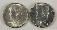 Obverse of both 1964 Kennedy half dollars
