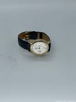 Front view of Stauer wristwatch showing dial and strap