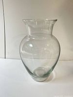 Front view of clear glass vase
