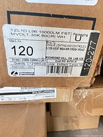 Shipping label showing model TZL1D L96 10000 lm 35K 80 CRI and carton condition
