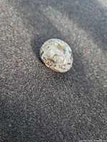 Top view of polished Yooperlite pebble showing color pattern and shape
