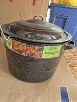 Canner with lid and label visible