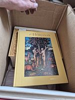 Box containing multiple Horizon hardcover magazines, top issue Spring 1977