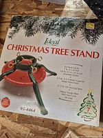 Front of box showing Ideal Christmas Tree Stand details