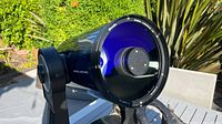 Front view of Meade LX50 EMC OTA showing corrector plate and blue finish