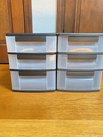 Front view showing six drawers side by side