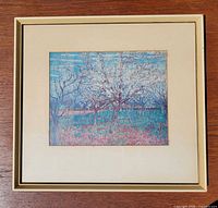 Front view showing framed print, mat and artwork