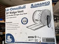 Box showing Lomanco Lo-OmniRoll 30' Ridge Vent model LOR-30