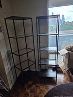 Both shelving units side by side