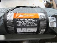 Label on 10-person Ozark Trail tent carry bag