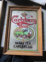 Framed Carlsberg Beer advertising mirror